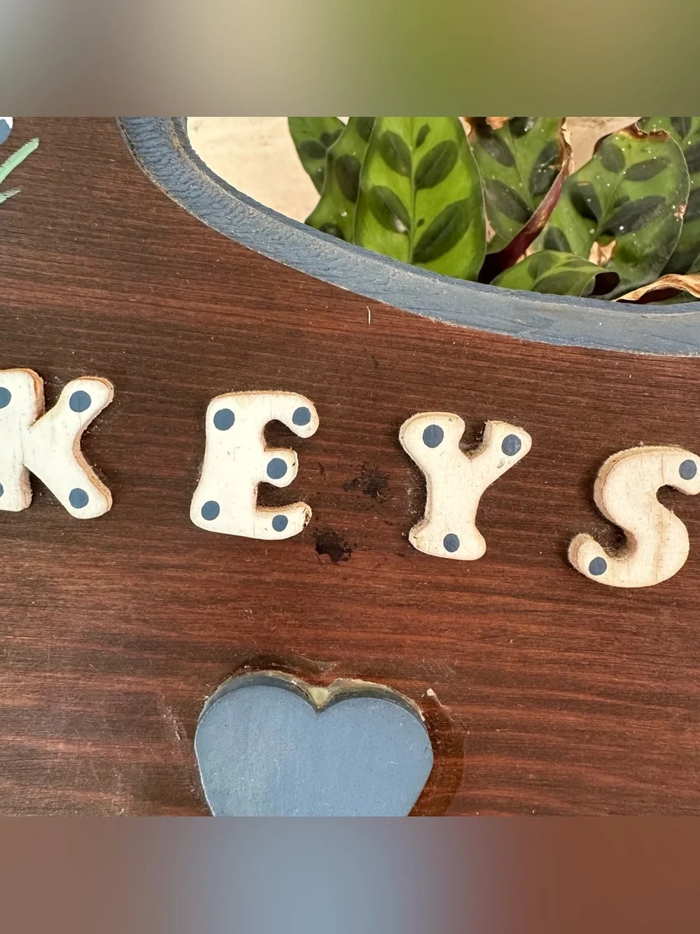 Handcrafted wooden Texas key holder with painted bluebonnet accents & blue heart